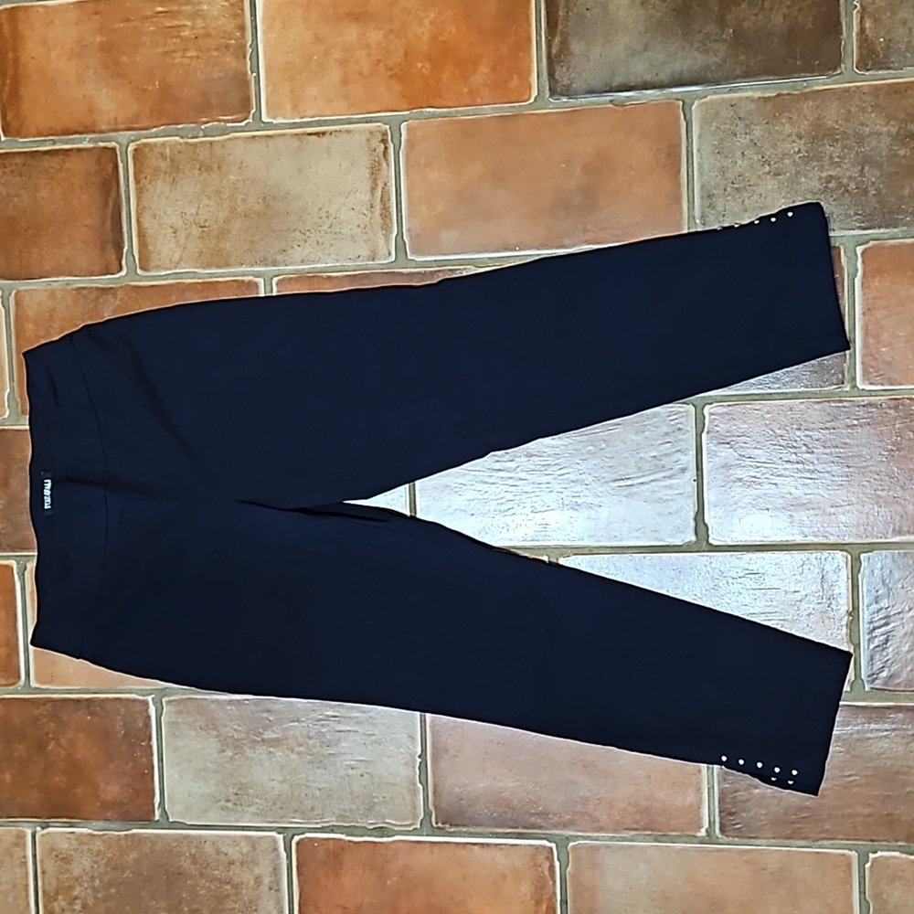 Pull On Navy Cropped Pants with silver Studs